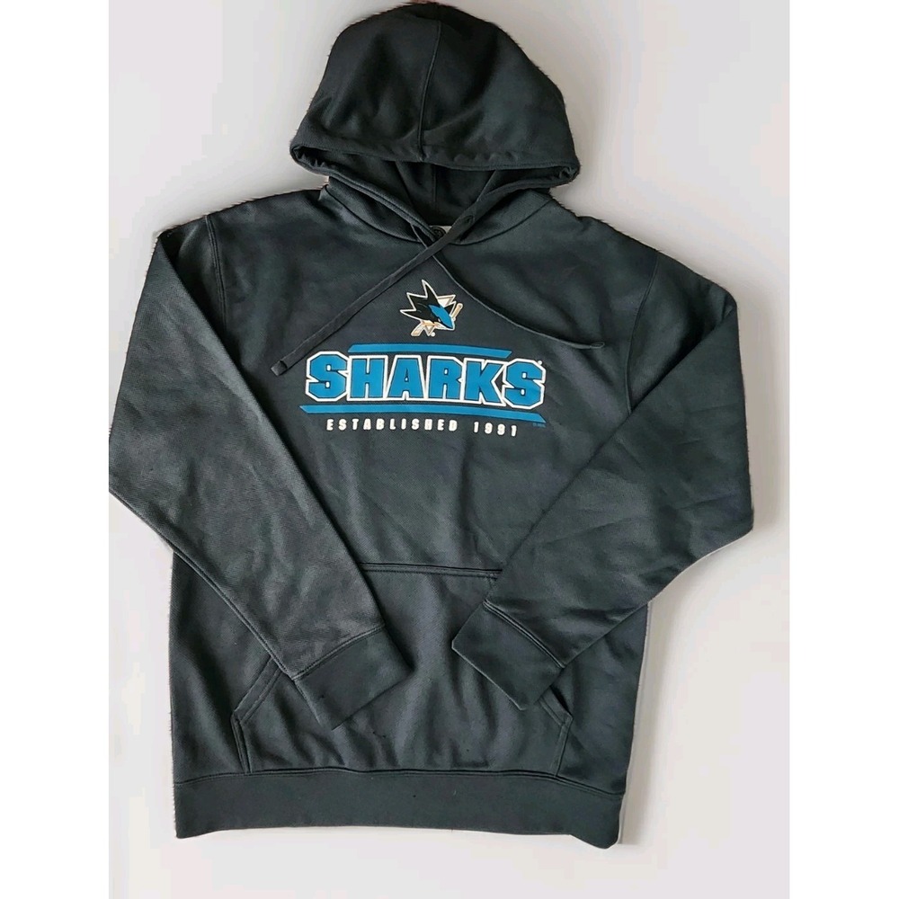 San Jose Sharks Hoodie Sweatshirt Mens M Gray Blue NHL Hockey Shirt Top Logo